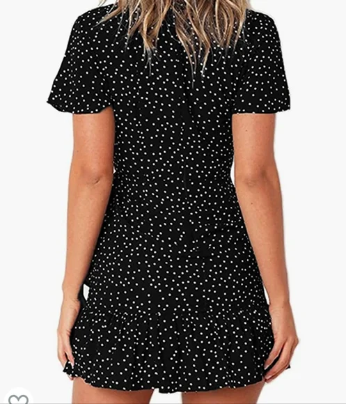 Chiffon ruffle mini dress with belt - Picture 5 of 8